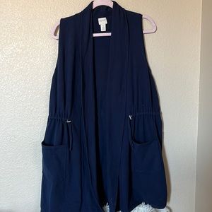 Chico's Zenergy Sleeveless Draped Jacket Vest navy blue sz 1